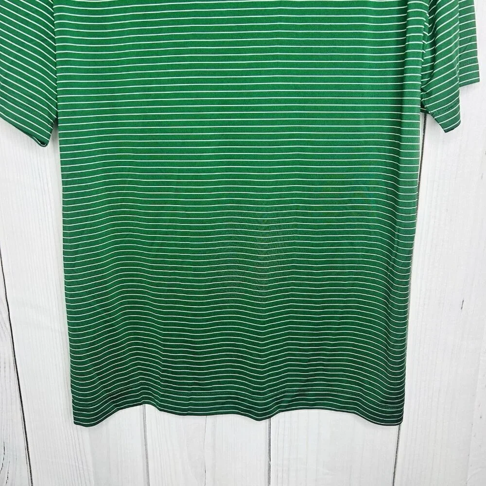Nike Dartmouth Polo Men's Sz L Green White Striped Embroidered Short Sleeve